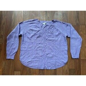 Granny Grandma Womens Purple Plum Long Sleeve Sweater XL Cable‎ knit Crop